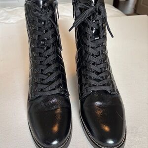 L’Agence Black Quilted Lace-Up Ankle Boots